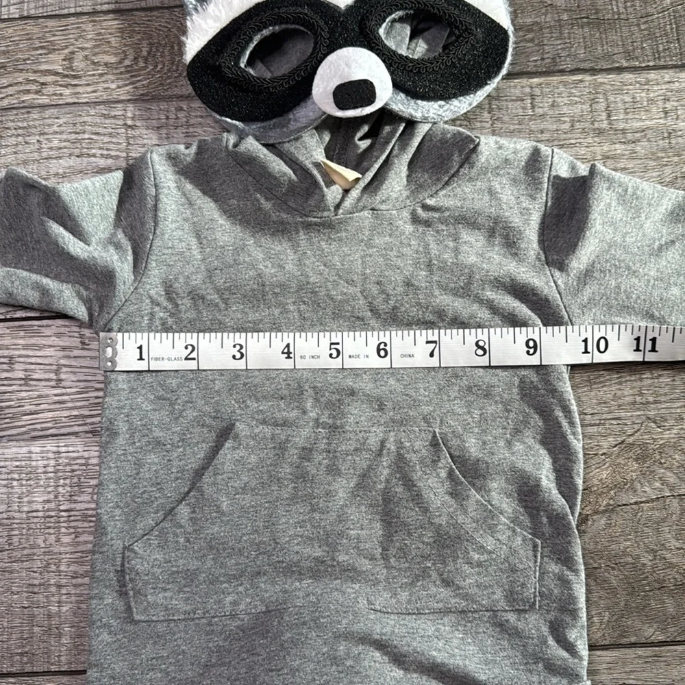 Kids Grey Raccoon Hooded One-Piece Bodysuit